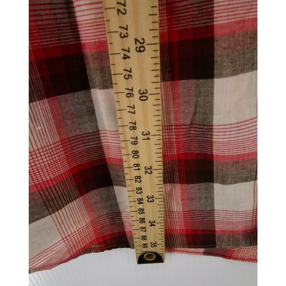 VINTAGE Campus Shirt XXL Tall Red Western Button Up Plaid Flap Pockets - Picture 5 of 11